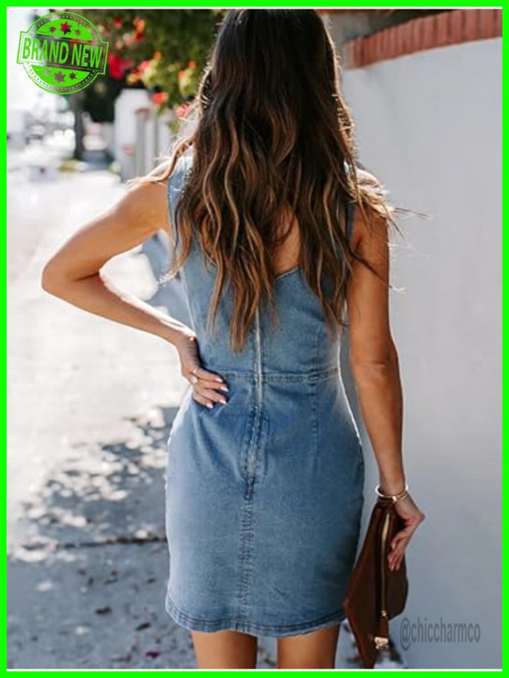 Sleeveless Bodycon Mini Denim Dress Zipper Closure Strapless Clubwear - Picture 3 of 4